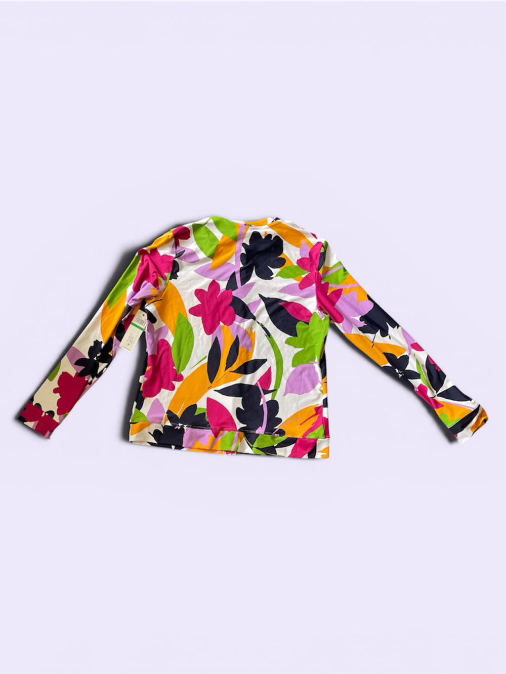 #194, Anne Cole Floral Zip-Front Jacket in Pink, Green, Yellow and Black, size L - Picture 5 of 7
